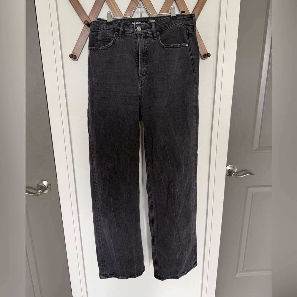 Old Navy Old Navy Extra High Rise Sky-Hi Wide Leg in size 8 Black